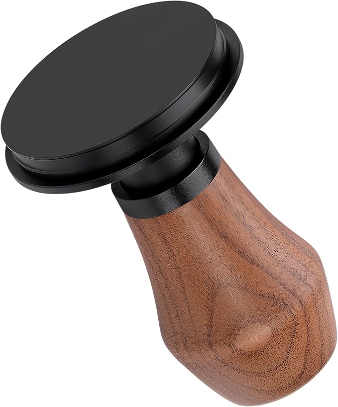 Normcore Espresso Tamper 51mm, V4.1 Spring Loaded Coffee Tamper with Click Feedback, Titanium PVD Flat Base, Walnut Handle, Silicone Stand, Barista Tool for 51mm Portafilter