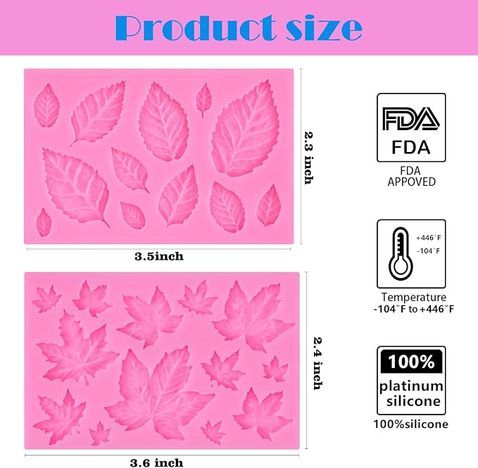 Actvty Silicone Maple Leaf Mold for Fondant, Cupcake Topper, Chocolate Candy, Sugar Craft Cake Decoration, Resin Mold for Fall Harvest Thanksgiving Halloween DIY Decor