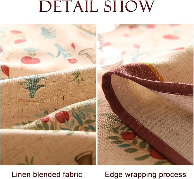 patdrea Designer French Beige Long Tablecloth for Rectangle Table,Vintage Breathable Linen Trees Pattern Table Cloth,Decor Cover for Kitchen Dining Christmas,Thanksgiving,63"x94"-Tatiana D