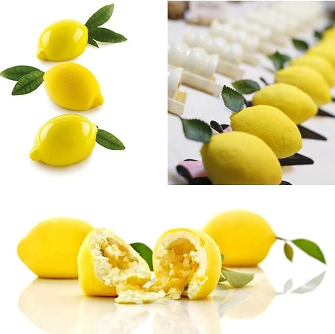 OCPO KITCHEN Lemons Silicone Mold for Baking Mousse Cake, Candy, Chocolate Dessert, Pastry, Ice Cream, Pudding, Lemon (15-Cavity)