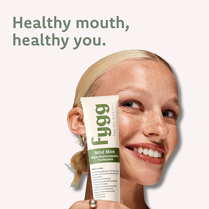 Fygg Fluoride Free Toothpaste, Nano Hydroxyapatite (Mild Mint) | Dentist Recommended - for Remineralizing, Whitening, & Sensitive Teeth - Premium Tooth Paste for Adults & Kids Oral Care (4oz)