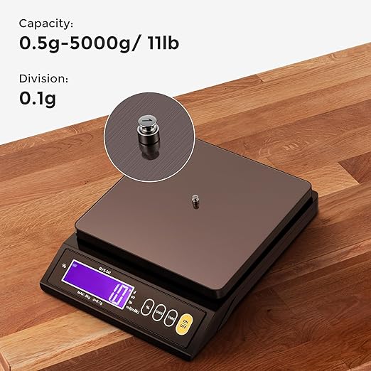 Bonvoisin Baking Scale 0.1 Gram Accuracy Digital Scale for Kitchen, Candle, Soap and Sourdough Bread Making, with Percentage Weighing Function, Weigh in Grams, Pounds and Ounces (10 lb)