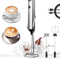 YARRAMATE Rechargeable Milk Frother Wand Handheld With Stand, 3 Speed Adjustable Drink Mixer with 2 Whisks, Stainless Steel Electric Stirrer for Coffee, Lattes, Protein Shakes, Matcha, Egg