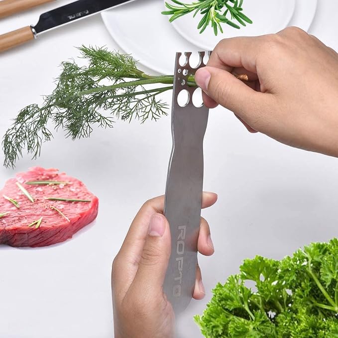 Herb Stripper Stainless Steel Kitchen Herb Leaf Stripping Tool Metal Herb Pealer LooseLeaf Kale Razor for Kale, Chard, Collard Greens, Thyme, Basil, Rosemary