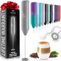 Zulay Kitchen FrothMate Powerful Milk Frother Portable & Compact Handheld Foam Maker Lattes, Cappuccinos (Gray, Froth Mate)