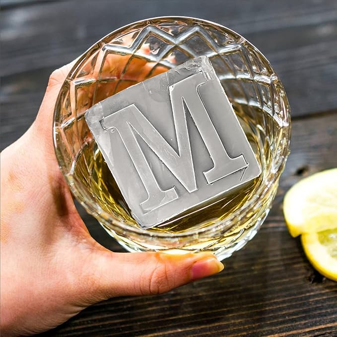 Letter M Monogram Ice Cube Mold Custom Ice Cube Mold 2 Inch Big Initials Silicone Ice Cube Tray Gifts for DAD Gifts for Him