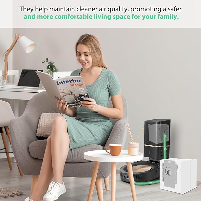 16 Pack Roomba Vacuum Bags - Pack Disposable Dust Bags for iRobot Roomba i7+, i1+, i2+, i3+, i4+, i5+, i6+, i8+, j6+, j7+, j8+, j9+, s9+, Combo i5+, j5+, j7+, j9+, Easy-to-Install Replacement
