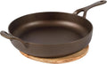 Bloomhouse Natural Bronze Finish 10-Inch Cast Iron Skillet with Long Handle, Helper Handle & Olive Wood Trivet – Olive Oil Treated Fry Pan, Oven & Stovetop Safe