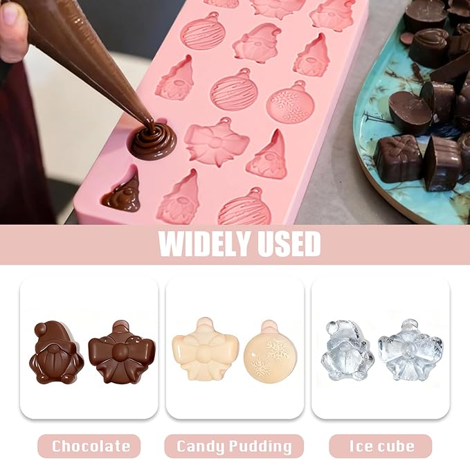 2 Pack Cowboy Chocolate Molds, Western Theme Silicone Mold Baking with Cowboy Hat, Cowboy Boot and Horse, Suitable for Making Chocolate, Candy, Cakes, Cupcakes (Pink-Christmas-2PCS)