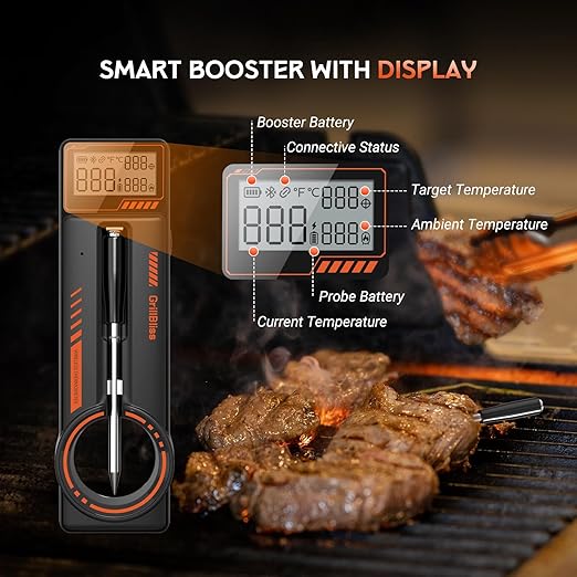 Bluetooth Meat Thermometer - Digital Wireless Meat Thermometer for Grilling and Smoking with IP67 Dual Sensor Probes - Smart App Alert for BBQ, Smoker, Oven, Grill