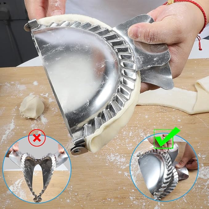 Extra Large Empanada Maker - 7 inch Seal with Dough Cutter Circle, Stainless Steel Press, Pastry Tools, Pocket Pie Maker