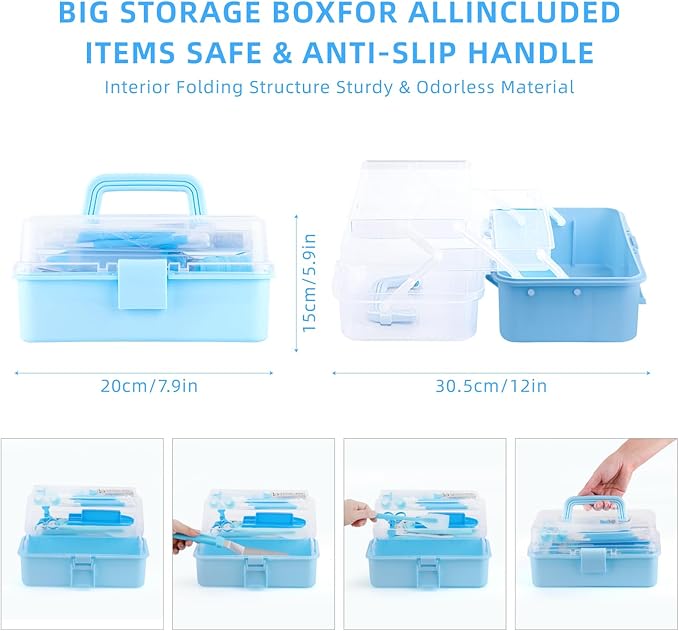 Cake Decorating Kit: Decorating Supplies Tools Kit 238 PCS Baking Accessories Include Spiping Bags and Tips Set, Piping Tips Set, Spatulas, Cake Scraper, 50 Piping Bags, Blue