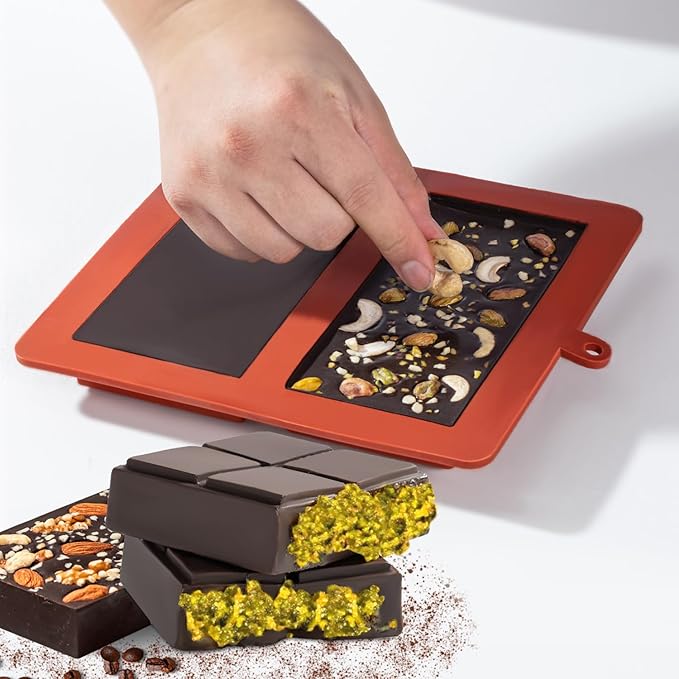 Chocolate Bar Mold Deep Dubai 1 Inch 2 Pcs Pistachio Chocolate Bar Silicone Thick Mold for Stuffed Bar, Large Candy Bar Mould for Filling