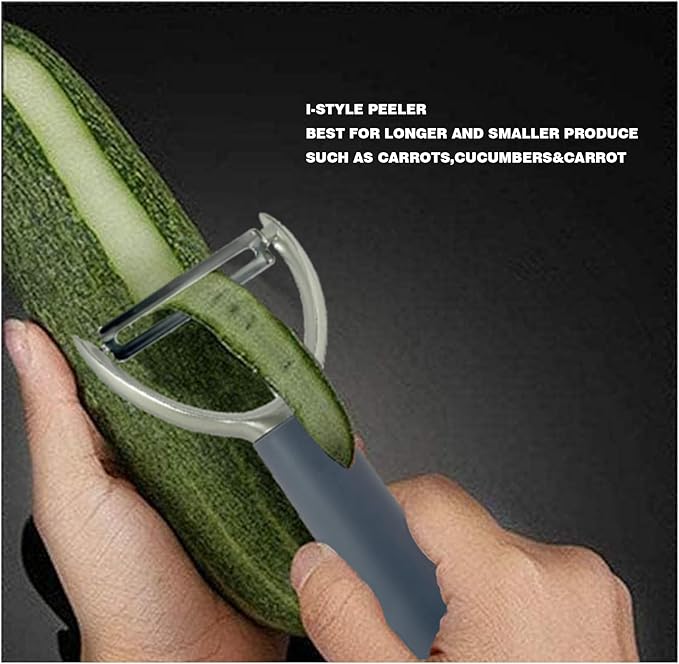 BYVOV Zinc Alloy Peeler Set, 2 Pieces Ergonomic Kitchen Tools for Fruits & Vegetables | Straight & Julienne Peelers for Effortless Peeling & Garnishing