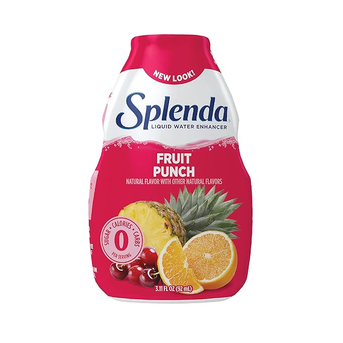 SPLENDA Liquid Water Enhancer Drops, Sugar Free, Zero Calorie, Natural Flavor, Concentrated Drink Mix, 3.11 Fl Oz Each Bottle (Fruit Punch, 2 Pack)