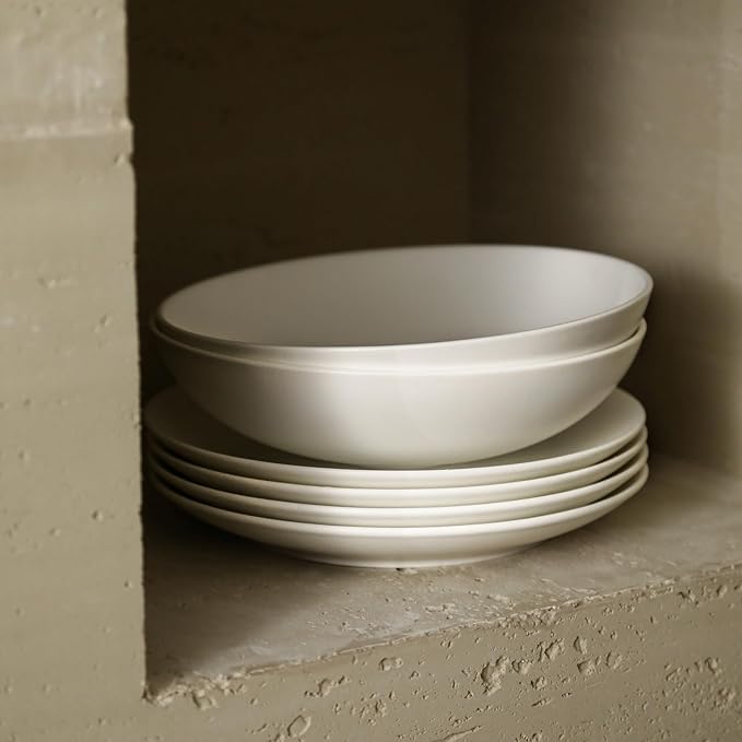Stone Lain Taglio 24-Piece Dinnerware Set Bone China, Matte White