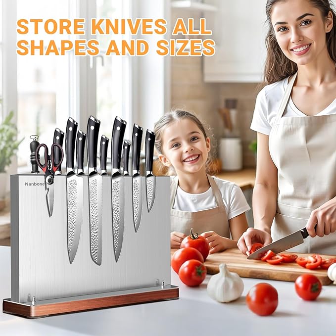 Metal Magnetic Knife Holder Magnets Kitchen Storage Universal Magnetic Knife Block Without Knives Stainless Steel Knife Magnetic Strip Stand Race Cutlery Display Stand Saves Counter Space