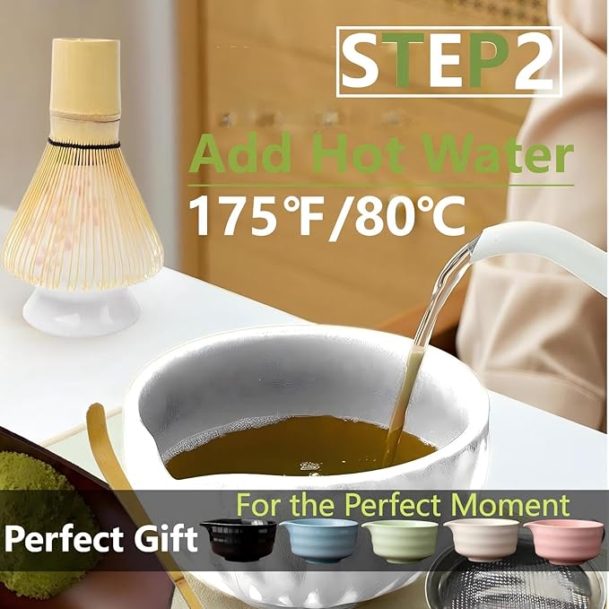 Matcha Whisk Holder Matcha Chasen Whisk Stand Ceramic Holder fit for Traditional Japanese Tea Ceremony Starter Matcha Tools Matcha Bowl (Green Matcha Bowl)