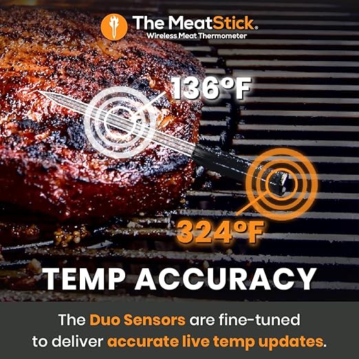 MeatStick X- Wireless Meat Thermometer for Grilling and Smoking, Smart Meat Thermometer 500ft+ Range, Grill Thermometer, Meat Probe for Smoker, Bluetooth Temperature Probe