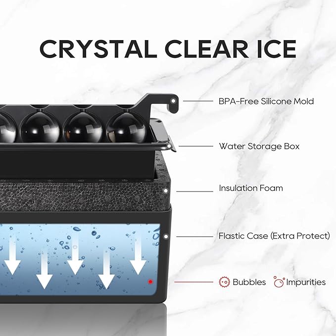 Clear Ice Ball Maker Mold, 8 Large Whiskey Ice Cubes Mold, 2 Inch Round Silicone Ice Molds for Cocktails, Idea Gifts for Dad Boyfriend Boss Men who Have Everything