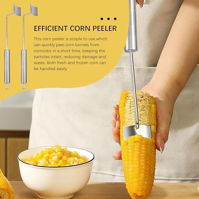 2 Pack Corn Peeler, Stainless steel corn stripping tool, Corn on The Cob Remover, Corn Stripper for Corn on the Cob,Quickly Shucking Corn Kernel Remover Tool, 9.8Inch