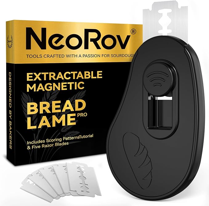 Extractable & Magnetic Bread Lame Dough Scoring Tool - Professional Sourdough Scoring Tool - Sourdough Bread Baking & Bread Scoring Tool - Scoring Patterns booklet & 5 Razor Blades (Black)