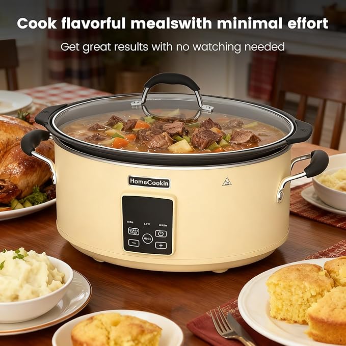 HOMECOOKIN Slow Cooker, Extra Large 10 Quart Digital Programmable Slow Cookers with Timer, Dishwasher Safe Glass Lid & Crock, Kitchen Appliance for Families and Gatherings, Oatmeal