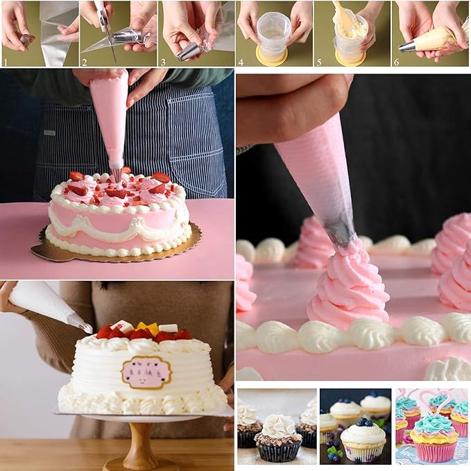200 Pack Piping Bags 12 Inch, Anti Burst Disposable Pastry Bags, Tipless Piping Bags Icing Bags Frosting Bags for Cake Cookie Decorating Supplies