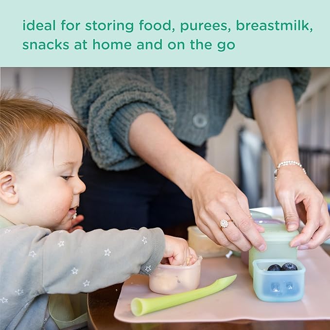 Olababy Clear Sense Silicone Storage Containers 4pk for Baby Food, Snacks, Formula, Puree, Sauce & More | Micro Plastic & BPA-Free | Daycare Essentials for Toddlers and Kids (Lemon, 2 oz / 60 ml)