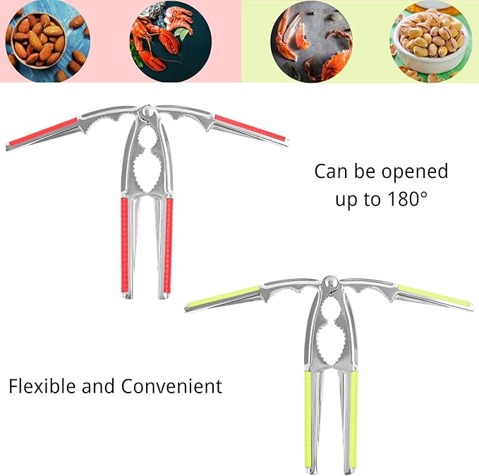 8 Pieces Nut Crackers Heavy Duty Walnut Cracker with Non-Slip Handle Walnut Cracker for All Nuts with Forks Nutcracker Pecan Walnut Plier Clip Tool