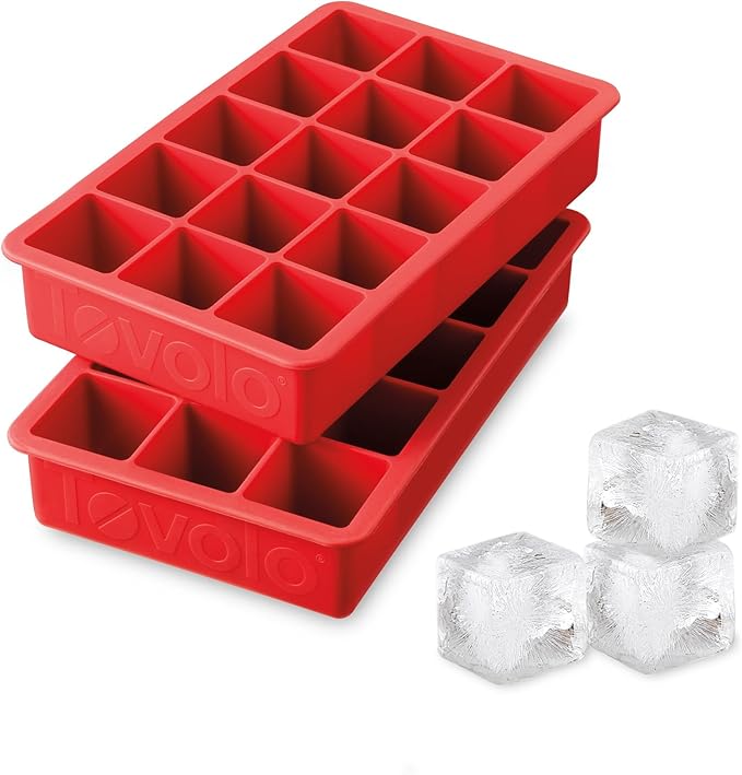 Tovolo Perfect Cube Ice Tray Set of 2 (Candy Apple) - Reusable Silicone Molds for Whiskey, Cocktails, Coffee, Bartender Accessories, & Smoothies / BPA-Free & Dishwasher-Safe
