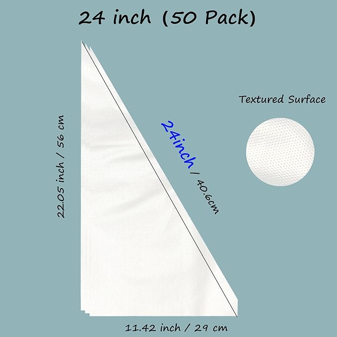 Extra Large Piping Bags 24 Inch, HOMIOVE 50 Pack Long Big Disposable Pastry Bags Thick Anti-Burst Tipless Cake Decorating Bags for Decorating Cupcakes Cakes Cookies