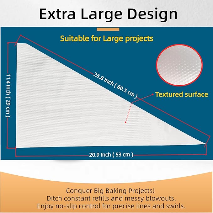 XXL 24 Inch Extra Large Piping Bags,100 Pack Disposable Pastry Bags,Thick Anti-Burst Icing Piping Pastry Bags For Frosting Decorating Cake Cupcake Cookie (XXL 24 Inch-100 Pack)