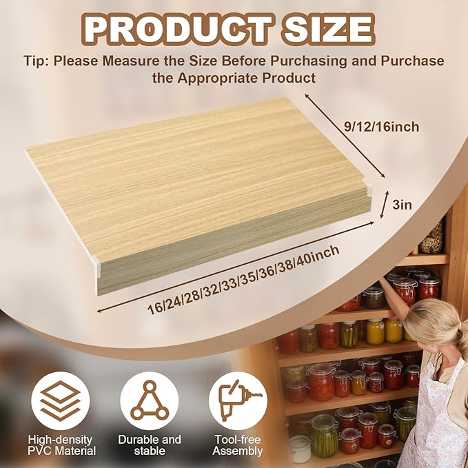5 Pcs Wire Rack Covers 40x16x3 inch PVC Pantry Shelf Cover 0.31 inch Thick Removable Closet Wire Rack Shelf Covers,Decoration Kitchen Bathroom Office Shelving (Wood Color,40x16x3 inch)