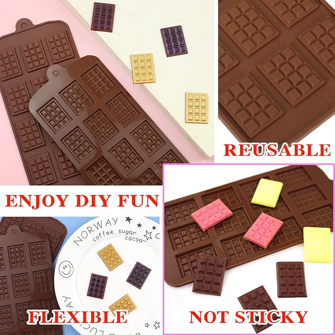5 Pieces Silicone Break Apart Chocolate Moulds,Silicone Square Mold,Non-Stick Candy Chocolate Bar Mold,Reusable Candy Protein Silicone Chocolate Mold