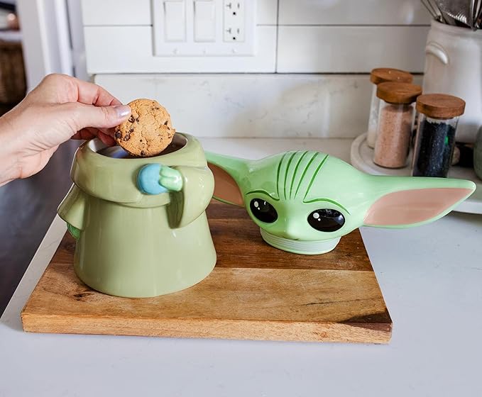 STAR WARS: The Mandalorian Grogu The Child 13-Inch Ceramic Cookie Jar Container With Lid | Kitchen Storage For Snacks
