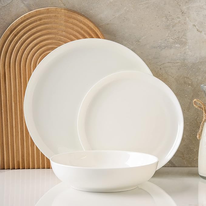 Stone Lain Gabrielle Formal Bone China Dinnerware Set for 8, White