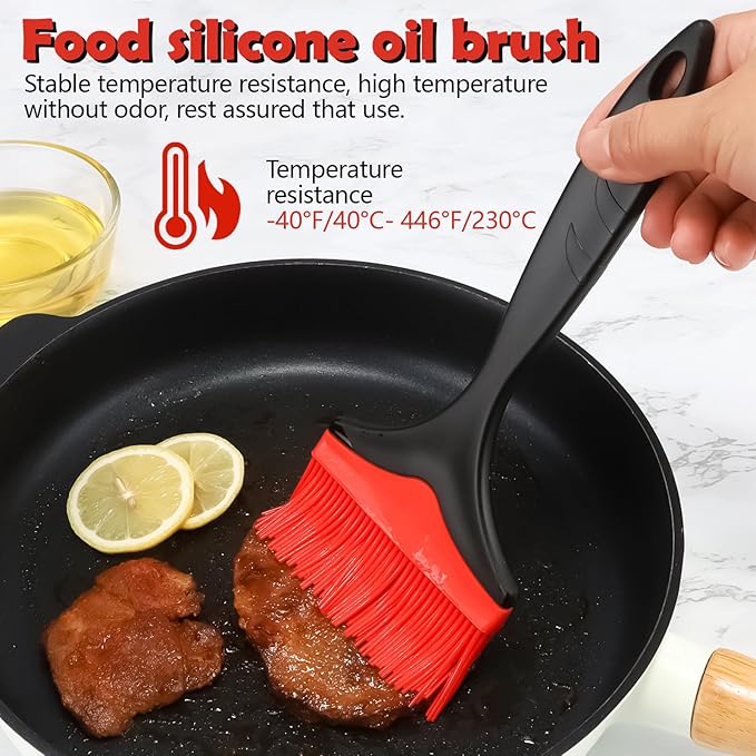 Extra Large Silicone Basting Pastry Brush, 3.9in Wide Heat Resistant Silicone Basting Brush for Cooking Baking Grilling and Spreading Oil BBQ Sauce Butter Marinade, Dishwasher Safe, 3Pcs