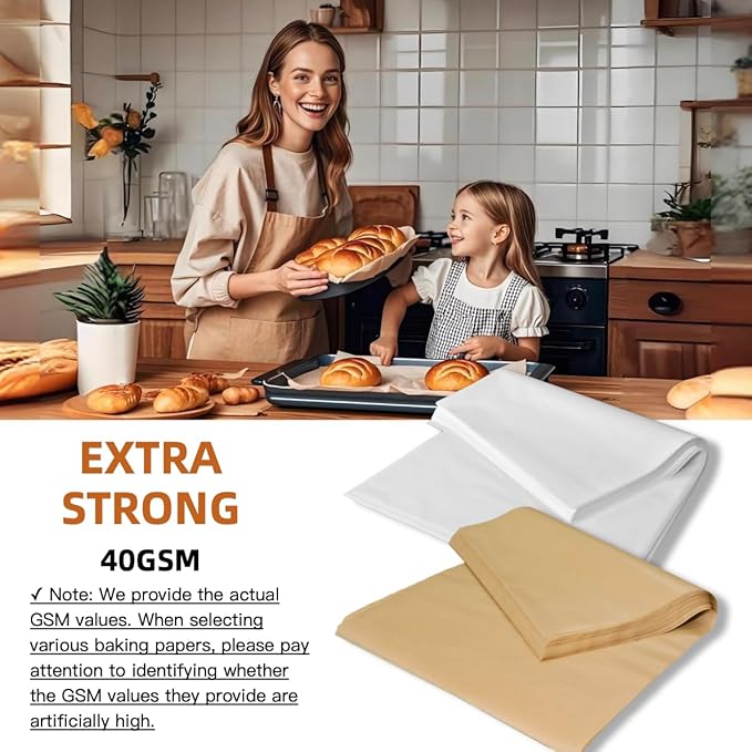 1600/Case 18x26 Inch Full Size Baking Parchment Paper Bulk - Non-Stick & Grease-Proof, 428F Reusable Bun/Sheet Pan Liners for Bakeries, Restaurants (White 18.1"×26"(46×66cm) 1600 sheets)