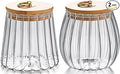 FANTESTICRYAN Small Glass Coffee Nuts Canister Airtight Storage Jar Petal Decorative Container with Bamboo Lid Metal Handle Easy to Grasp 700ml, 23 FL OZ (Set of 2)