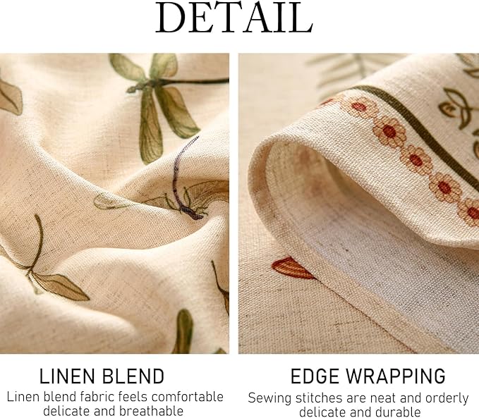 ISAENNE Designer Floral Linen Small Rectangular Tablecloth,French Off White Elegant Table Cloth,Washable Home Decor Tablecloths for Dining Thanksgiving Kitchen Christmas,55"*71"-Grace B