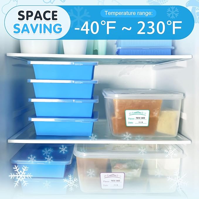 Walfos 2cup Silicone Freezing Tray with Lid - Easy Meal Prep Container and Kitchen Storage Solution, Make Perfect Freezing,Storing Soups, Foods, Stews, Dips or Sauces Simple and Convenient-4-PACK BLUE