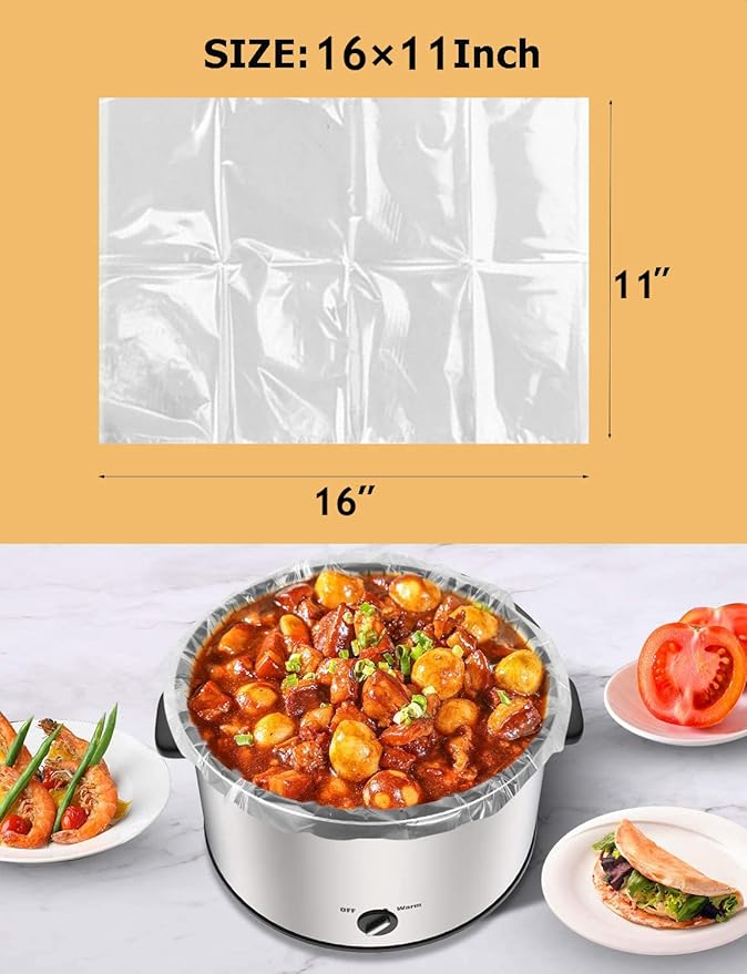 16 Counts Slow Cooker Liners Small Size(11 x 16 Inch) Kitchen Disposable Cooking Bags Fits 1 to 3 Quarts Safe for Oval or Round Pot (16)