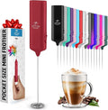 Mini & Mighty Milk Frother Wand – Powerful Handheld Coffee Frother, Battery Operated Drink Mixer – Compact Pocket Size – Detachable Whisk for Latte, Cappuccino, Matcha, Hot Chocolate – Cranberry