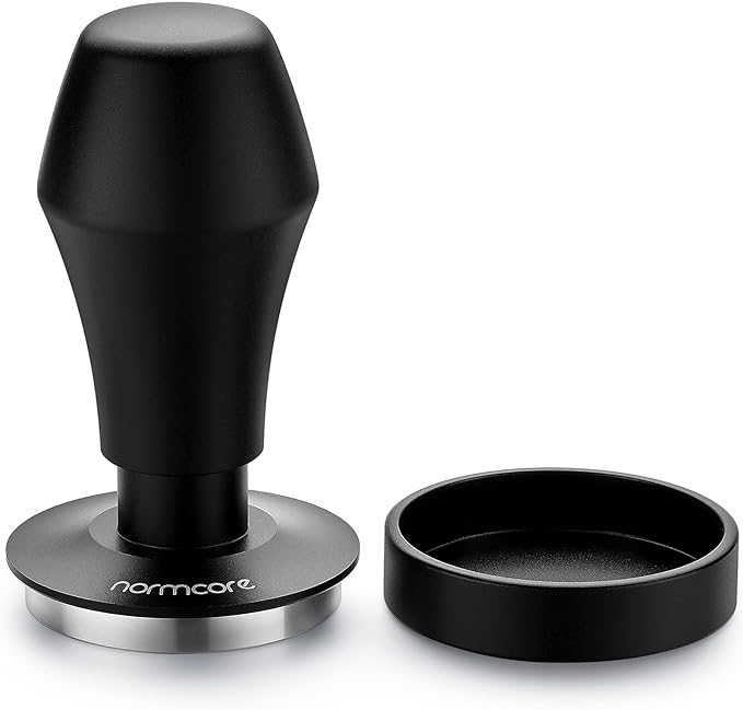 Normcore Coffee Tamper 57mm, Spring-loaded Tamper V4, Barista Espresso Tamper Flat Base with 15lb / 25lb / 30lbs Springs, Anodized Aluminum Handle and Stand, Fits Ascaso Lelit 57mm portafilters