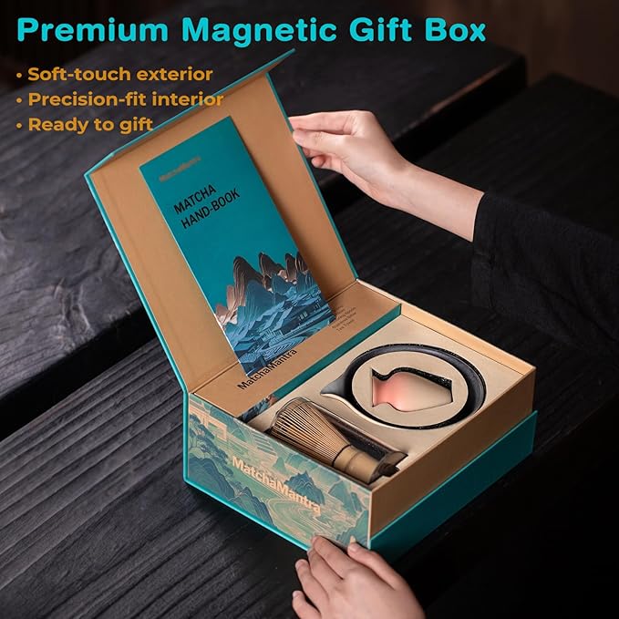 Premium Matcha Ceremony Set – Complete 9-Pcs Ritual Kit with Hand-Tuned Bamboo Whisk, Ceramic Bowl, Scoop & Sifter– Presented in Luxury Magnetic Gift Box, Perfect for Gifting or Self-Care