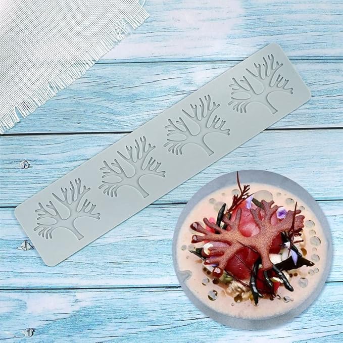 Silicone Molds 3D Hollow Leaf Chocolate Molds Honeycomb Bee Candy Mold Flower Pattern Fondant Mold Cake Topper Sugar Craft Decoration (F_Coral_10.8 * 2.4 * 0.12inch)