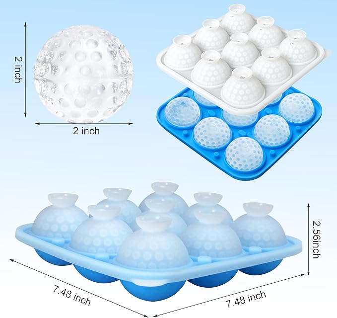 Sidosir 2025New Golf Ball Chocolate Silicone Molds with Lid for Cake Decorations,9-Cavity 3D Golf Ball for Ice, candy, Hot Chocolate Bomb