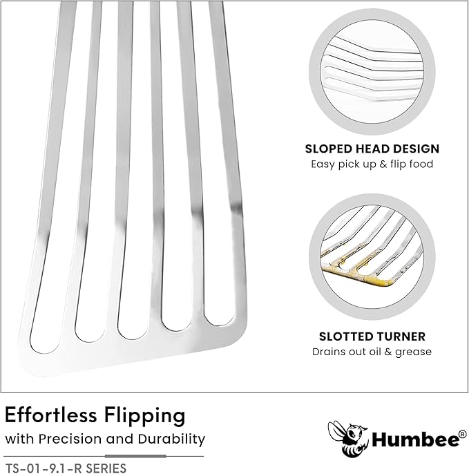 9 Inches Fish Turner, Slotted Fish Spatula Dishwasher Safe NSF, Shovel Black