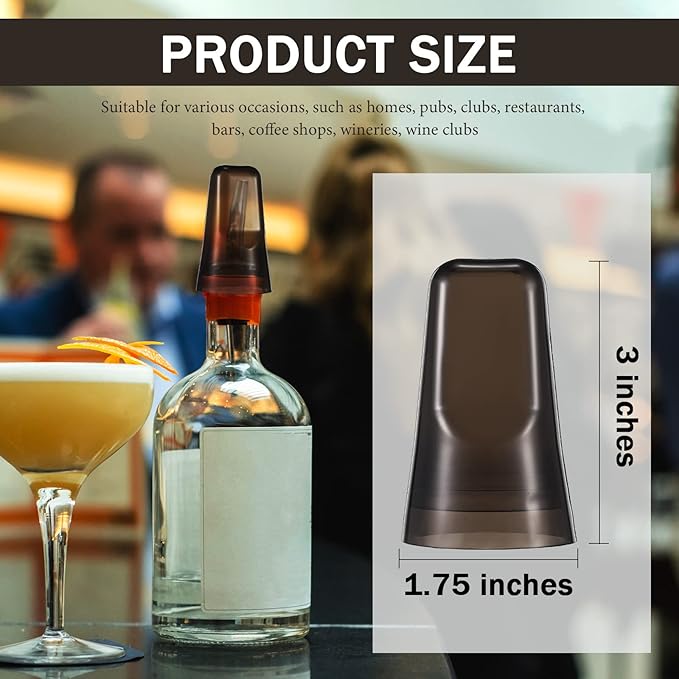 Chengu 24 Pieces Liquor Bottle Covers Pour Spout Covers Bar Toppers for Bottles Universal Pour Dispenser Dust Translucent Silicone Rubber Spout Caps for Bar Home Kitchen Tools Supplies (Black)
